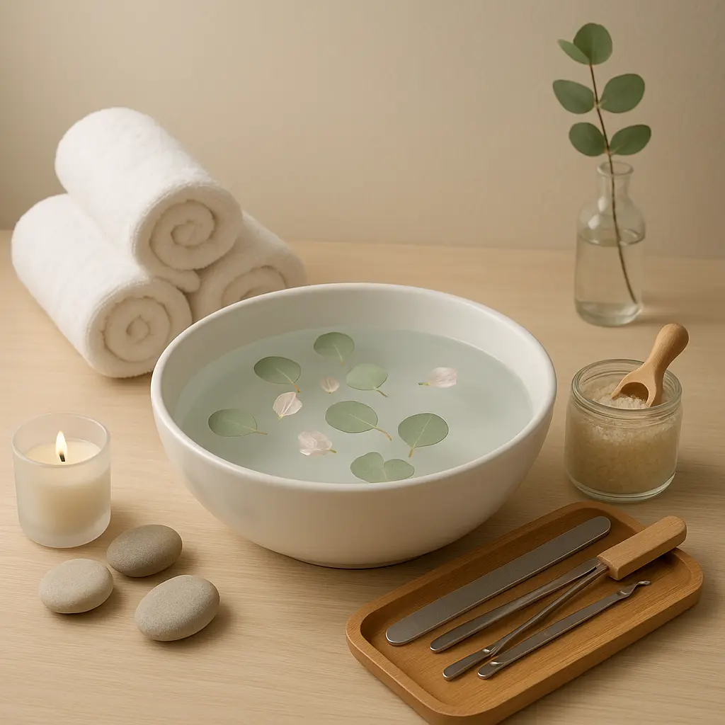 Spa-Pediküre Setup mit Fußbad